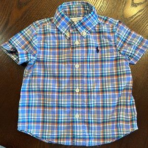 Plaid Ralph Lauren button up shirt. Size 9 month
